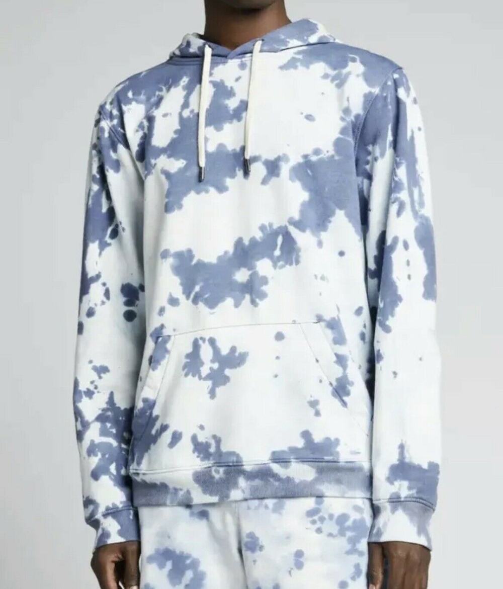 Onia Men's French Terry Tri-Blend Cloud Tie Dye Fleece Pullover Hoodie S NWT$85